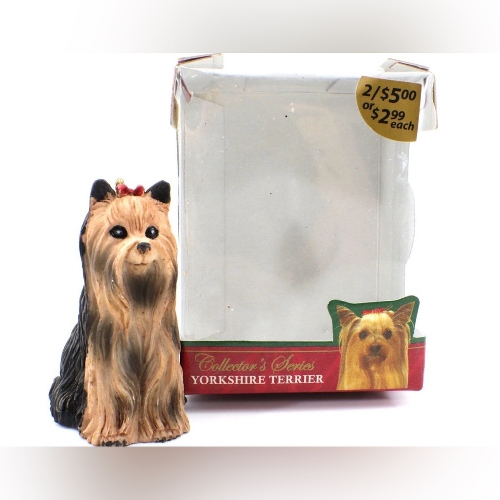 Yorkie Dog Ornament Vintage Figurine Pet Lover Christmas Decor Holiday Gifts - Picture 2 of 11
